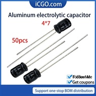 50pcs 4*7 aluminum electrolytic capacitor 0.47UF 1UF 2.2UF 3.3UF 4.7UF 50V Electrolytic Capacitor as