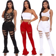 HY5175 Hot Sale New Style Sexy Cute Ripped Ruffled Jeans