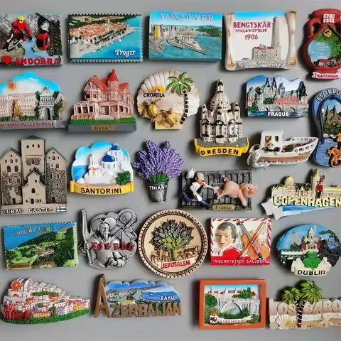 Fridge magnet Andorra Croatia Finland Italy Dresden Prague Norway Santorini France Slovenia Ibiza Sp