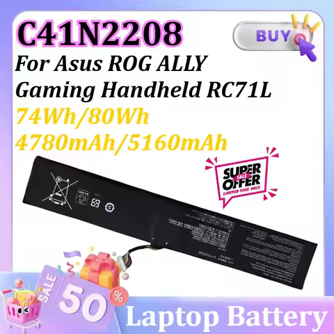 New 74Wh/80Wh 4780mAh/5160mAh C41N2208 Battery 15.48V for Asus ROG ALLY Gaming Handheld RC71L High-C