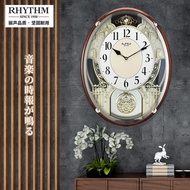 RHYTHMRhythm Music Time Clock Living Room Bedroom Noiseless Pocket Watch European Style Ho Office Clock Modern
