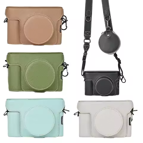 Palm Print PU Leather Camera Case Bag For Fujifilm X100VI Battery Opening Full Body Cover With Mini