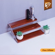 Acrylic Wooden Shelf 3-Tier Display Action Figure Walnut Finish