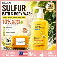Sabun Sulfur Anti-Acne Body Wash 300ML 3-in-1 Anti Mite acne Back Acne Cleansing Grease Itchy Skin D