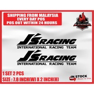 [M STICKERS] 2PCS JS RACING INTERNATIONAL RACING TEAM CAR STICKER GT WING SPOILER HONDA CIVIC JAZZ S