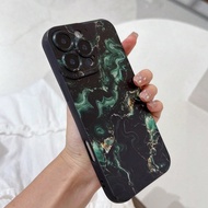 1ชิ้น เคสโทรศัพท์ TPU ขอบนุ่ม สีดำด้าน พร้อมช่องเปิดแม่นยำ ป้องกันกล้องทั้งหมด ลายหินอ่อนสีดำและเขีย