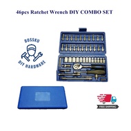 46pcs Wrench Spanner Socket Set Ratchet Set Car Motorcycle Repair Tool box set BOSSKU