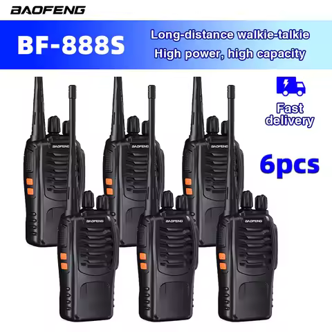2/4/6PCS Baofeng BF-888S UHF Two-Way Radio 400-470MHz 16CH With headset 5km Long Range Walkie Talkie