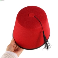 NEEDWAY Felt Fez Cap, Breathable Round Tarboosh Fez Hat, Universal Red Color Moroccan Hat Cosplay Tu