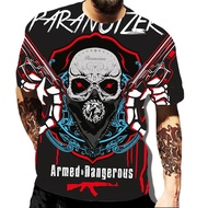 2025 Casual  Summer New Skull Printed Retro T Shirt For Men Casual Oversized Short Sleeve Clothes St