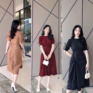 Bigsize beaded drawstring dress 55-90kg