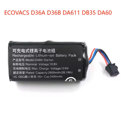 Original for ECOVACS D36A D36B DA611 DB35 DA60 Sweeping Robot Lithium ion Rechargeable Battery 10.8V