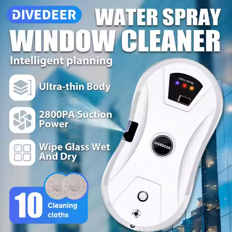 DIVEDEER Window Cleaner Robot Water Spray Automatic Water Spray Function Anti-fall Magnetic Glass Ho