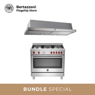 [Bulky] Bertazzoni RIS95C61LBX Free Standing Range Cooker Bundle 1 (RIS95C61LBX + K90TELXA)