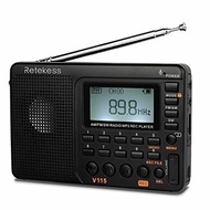 Retekess V115 Digital Radio AM FM， Portable Shortwave Radios， Rechargeable Radio Digital Tuner and P