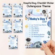 OUTERSPACE THEME - Hospital Bag Checklist Sticker for Ziplock