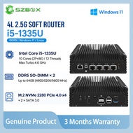 SZBOX i5-1335U Soft Router /Engineering Sample 4 × 2.5G LAN DDR5 64GB M.2 NVMe 2280 Fanless 2V 8A In