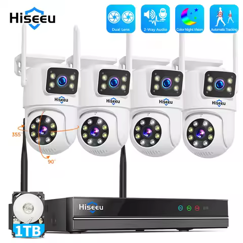 Hiseeu 6MP WiFi Dual Lens Camera Security System Kit 3K IP Cameras With 16CH NVR Recorder Set P2P Vi