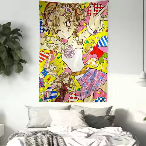 Popular GALS Style S-Shibuya G-Gyaru Cartoon Tapestry Bohemian Wall Tapestries Mandala Home Decor