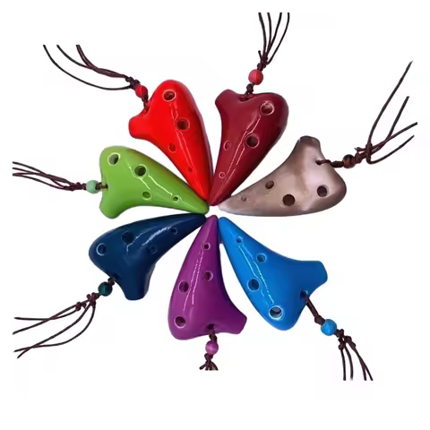 Traditional 6 Hole Ceramic Ocarina C Tone Unbending Add Fun Colorful Music Lover Mini Ocarina With L