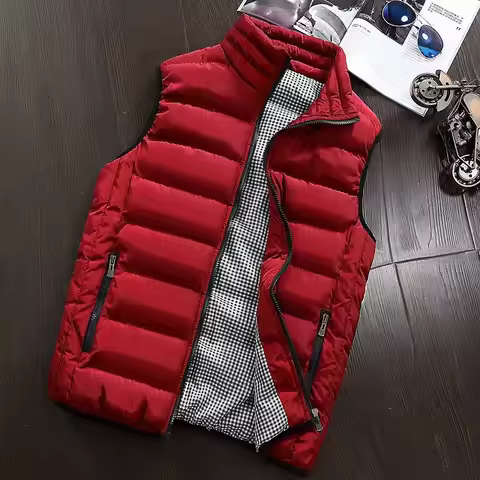 Men Vest Windproof Vest Men Jacket Sleeveless Vest Winter Jacket Casual Coat Men down Cotton Warm Th