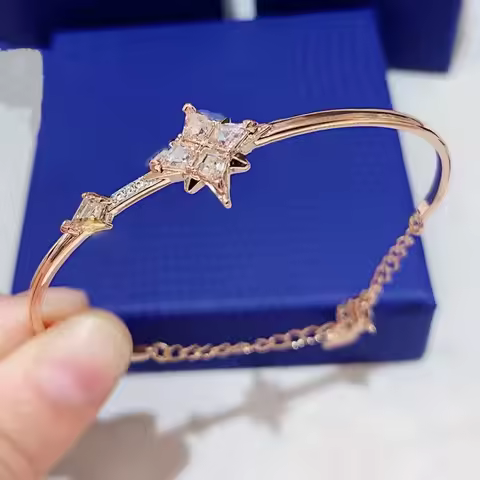 Buy One Get One Free S925 Pure Silver Full Diamond Octagonal Snowflake Bracelet for Women