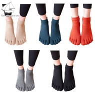 Elder Sea ถุงเท้ากีฬา1คู่ไม่ลื่นถุงเท้าเหนียว5ที่คั่นนิ้วเท้าสำหรับเต้นรำพิลาทีสโยคะบาร์ (ขนาด35-42)