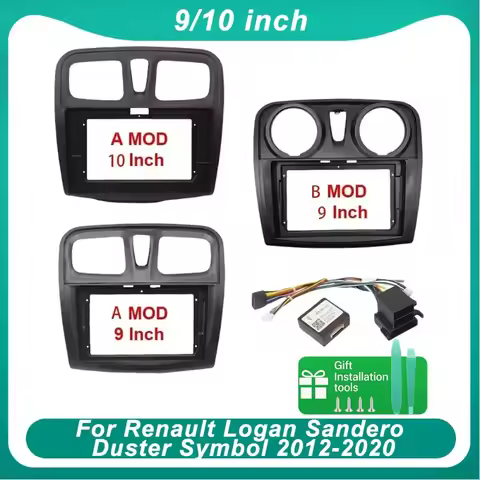 For Renault Logan Sandero Duster Symbol 2012-2020 9/10 Inch Car Frame Fascia Adapter Android Radio D