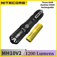 S56 100% Original NITECORE MH10 V2 Flashlight XP-L2 V6 LED 1200Lumens USB Rechargeable Ultra Light With 18650 Battery