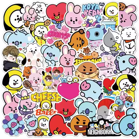 BT21 koya RJ Shooky Man Chimmy Tata Cooky Secondary Animation Peripheral Cartoon Sticker Cute Creati