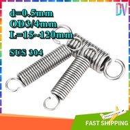 304 Stainless Steel, Tension Spring, Tension Spring with Hook (d=0.5mm,OD3/4mm,L=15~120mm)All Produc