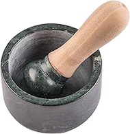 NikkisPride Heavy Duty Large Mortar and Pestle Set, Hand Carved from Marble Crusher for Grinding Herb Spice Garlic Pesto Pastes Seasonings Molcajete Stone Bowl 5.5 Inch, Green