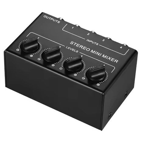 B92B-CX400 Mini Stereo 4-Channel Audio Mixer Passive Design Microphone Support Multi-Channel 1 In 4 