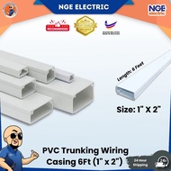 PVC| 1pcs / 6FT/ 1 x 2 PVC WIRING CASING / PVC TRUNKING / WIRE CASING / CASING ELEKTRIK