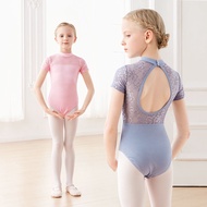 Gymnastics Leotard Ballet Kids Dance Bodysuit Leotards Girls Lace Splice Costumes Children Stand Collar Ballet Dance Leotard