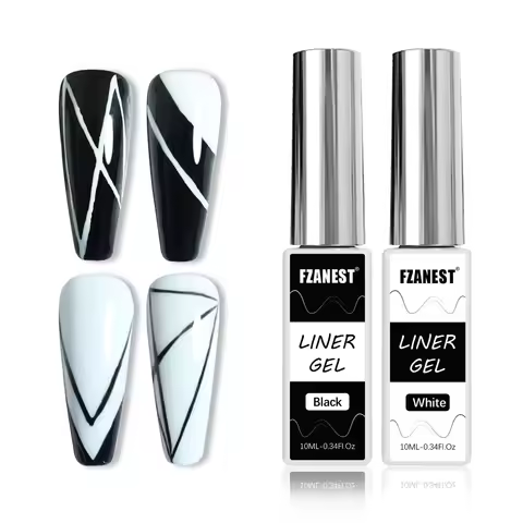 FZANEST 10ml Liner Gel Nail Art Polish 2in1 Ultra-fine Brush Head French Pull Line Graffiti Painting