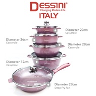 ORIGINAL DESSINI ITALY 12PCS GRANITE ALUMINIUM NON STICK CASSEROLE POT BOWL DEEP FRY PAN COOKWARE TO