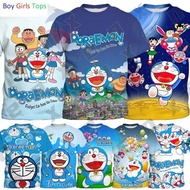 Doraemon Children's Shirt Boy Girl Printed T-shirt Cartoon Cute Fashion Clothing Top Summer Short-sl