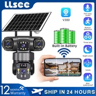 LLSEE V380 Pro สามเลนส์ Full HD 10 เท่าซูมกล้องพลังงานแสงอาทิตย์ WiFi กล้องวงจรปิดกลางแจ้งกันน้ำ IP6