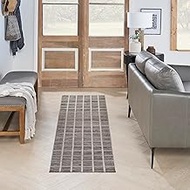 Nourison Serenity Home Contemporary Grey Ivory 2'2" x 7'6 Area -rug, Easy -cleaning, Non Shedding, B