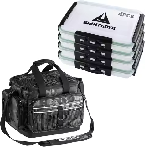 Fishing square bread bag with 4 3600 fishing boxes