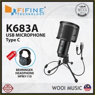 Fifine K683A Type C USB Microphone FREE Behringer HPM1100 (Pop Filter, Volume Dial, Mute Button, Mon