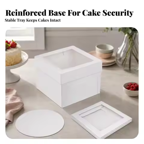 Cake Decorating Kit Box 10x10x8 Inch with See Through Panel for Tall Frosting Spiral Protection and