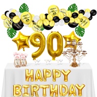 66 Pcs Black Gold Cheers 90th Birthday Balloon Set,for 1 2 16 18 21 30 40 50 60 70 80 90 Birthday Pa