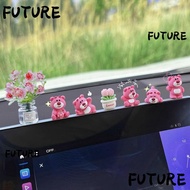 HL-FUTU 6Pcs Strawberry Bear Car Ornaments, DIY Simulation Center Console Ornaments, Cute Traceless 