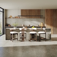 New Chinese Style Mid-Century Island High Bar Stool Nordic White Ash Wood Solid Designer Vintage Hig