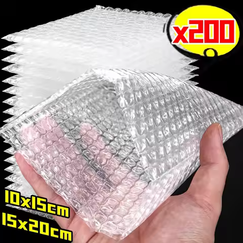 200/20Pcs Bubble Cushion Wrap Bags Transparent Double Wall Bubble Wrap Pouches for Moving Storage Sh