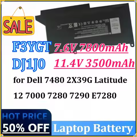 F3YGT DJ1J0 Laptop Battery for Dell 7480 2X39G Latitude 12 7000 7280 7290 E7280 E7290 E7380 E7390 13