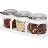 Informa - Place Bumbu - Anti-Bact Spice Jar Set Of 3w/ Rack White
