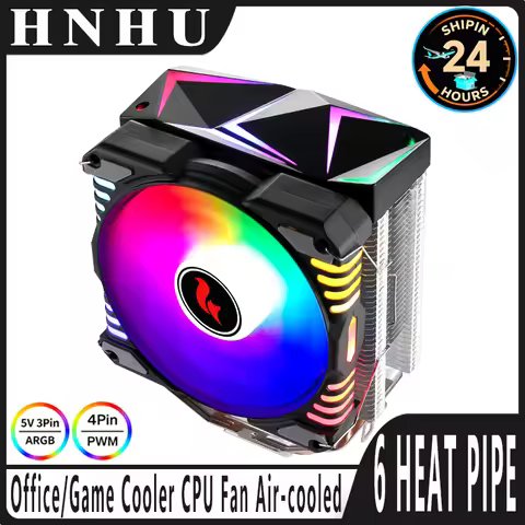 HNHU CPU Air-cooled Processor 4/6 Heat Pipes Radiator AM4 Cooler ARGB 120mm Fan 4 pin/PWM install LG